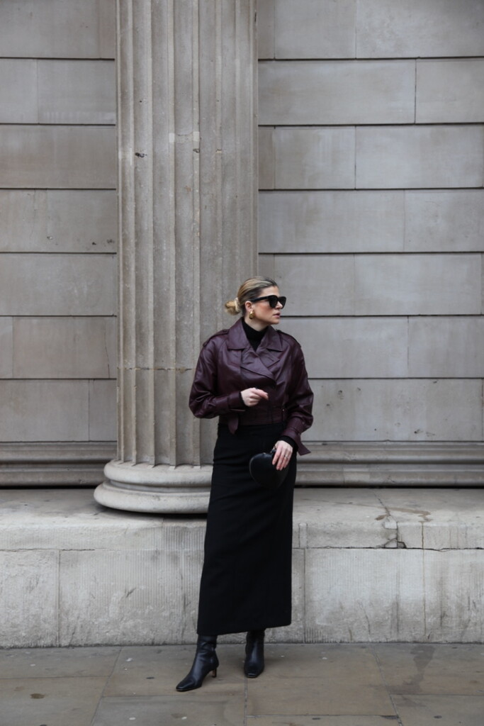 Influencers outfits round up - fashion inspo of the week - Me wearing cropped leather jacket and maxi skirt