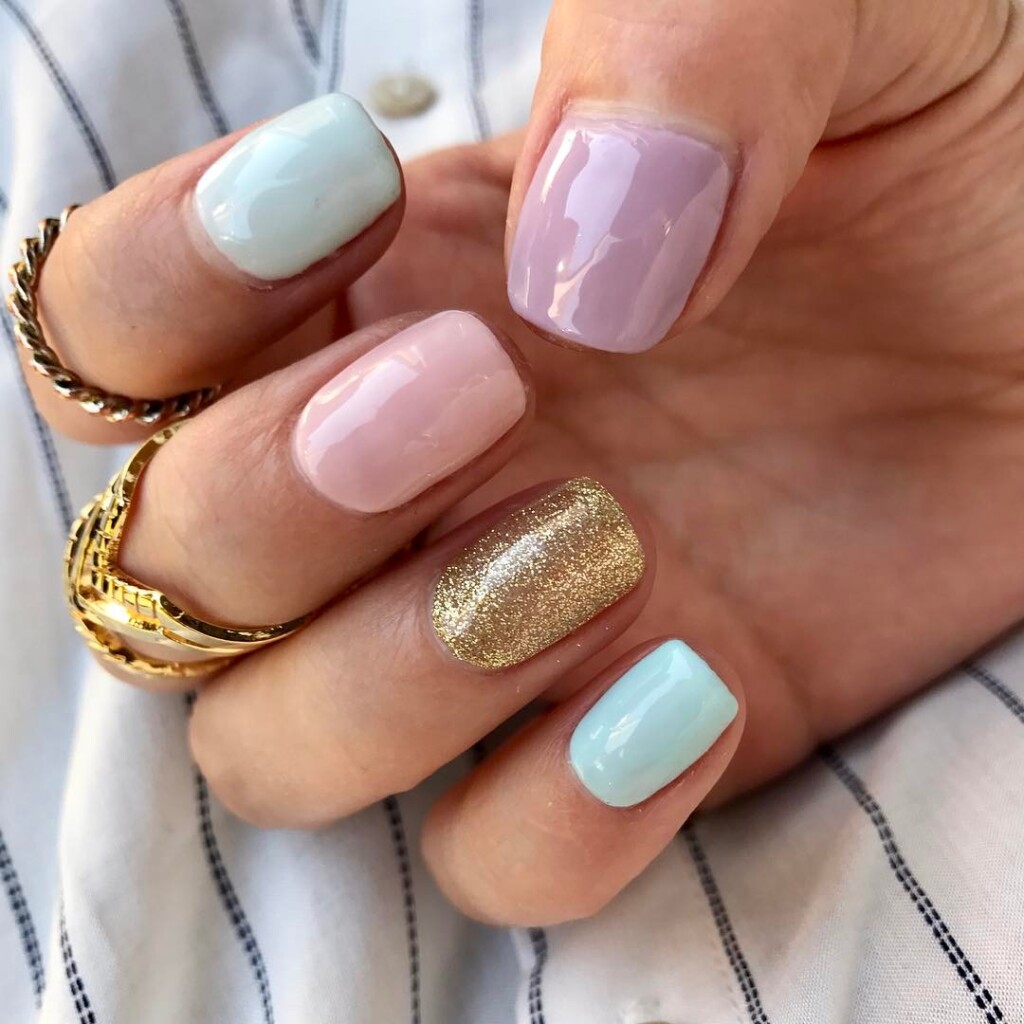 The best wearable Easter nail designs  each nail different pastel colour