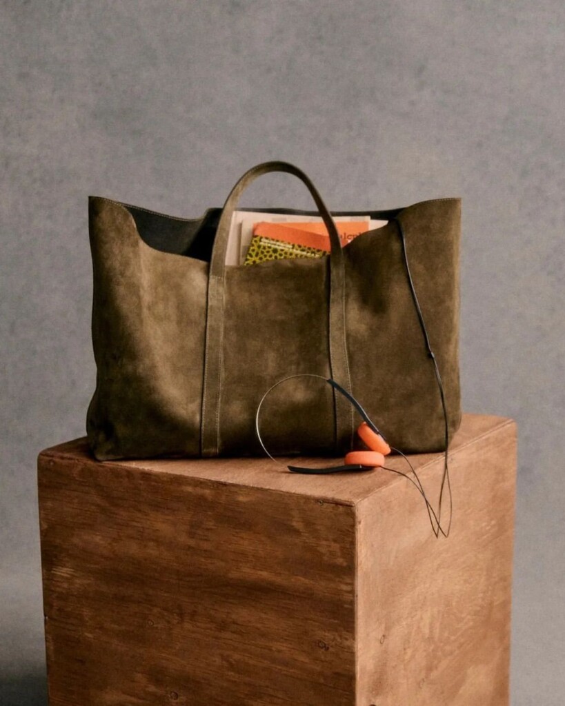 Suede Sezane Paris cabin bag