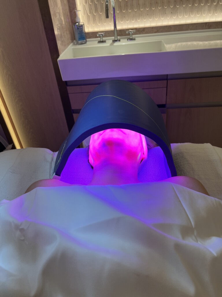 Oxygen amplified Facial by Element Eight in Harrods - LED light during facial in Harrods 