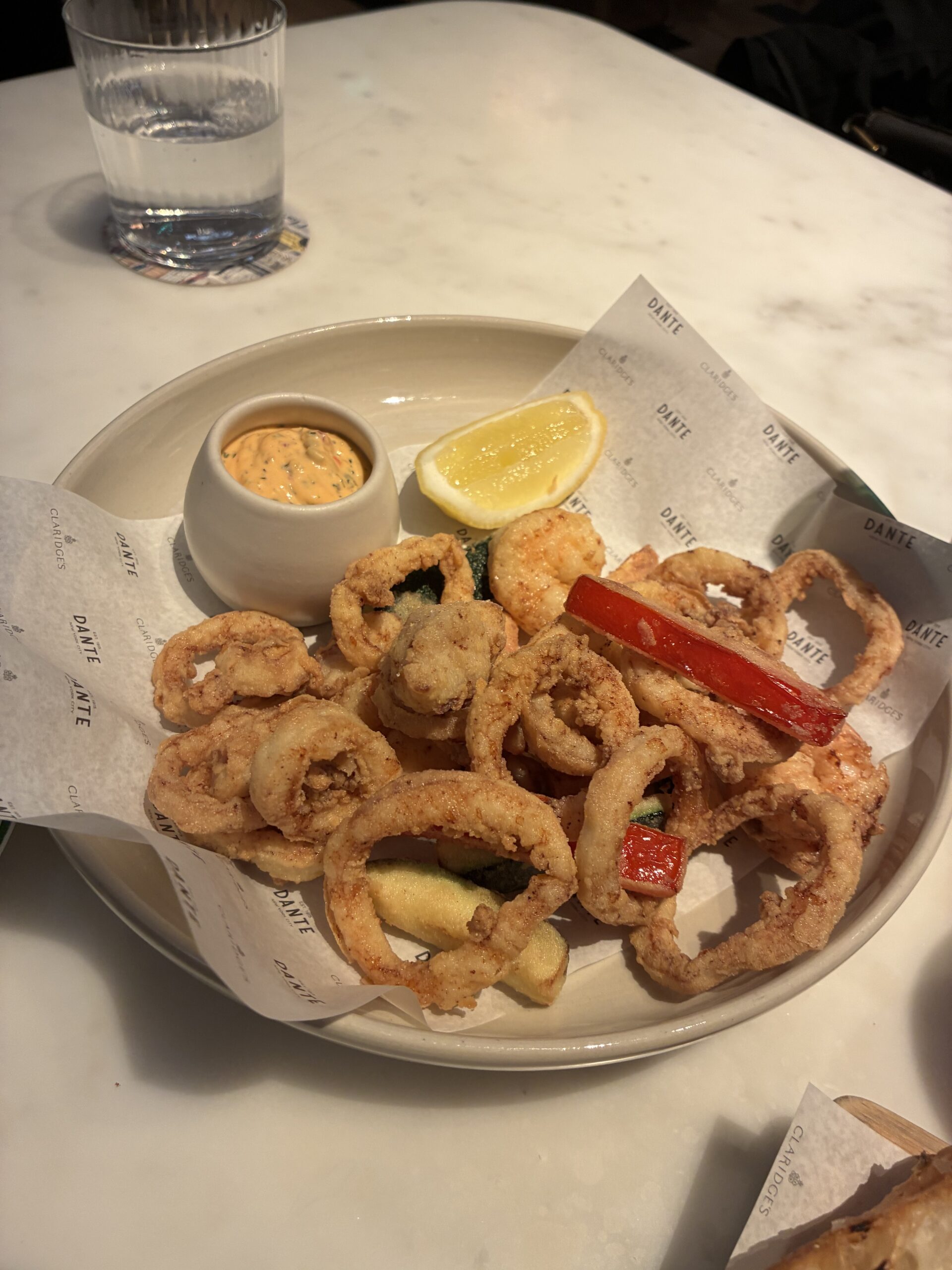Claridges x DANTE seafood starter 